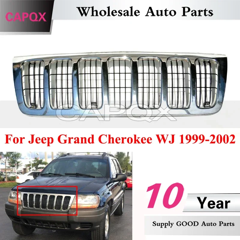 

CAPQX Car Mesh Grill Front Bumper Grille Radiator Grille For Jeep Grand Cherokee WJ 1999-2002 Racing Grills