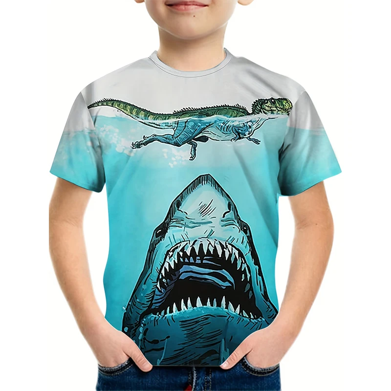 Ocean Big Shark 3D Printed Kids T-Shirt For Boy Girl Shirt Fashion Children\'s Clothes Short-Sleeved Boy T-Shirt Summer Boys Tops