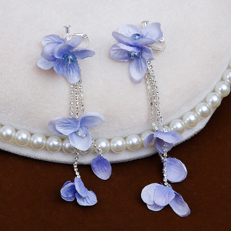 New Blue-purple Bride Head Flower Asymmetric Design Sense Wedding Accessories