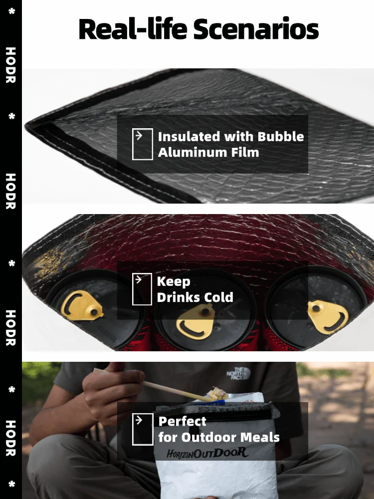 [HODRGEAR] Outdoor Tyvek ® Isolierte Lebensmittelbeutel, ultraleichte Gefriertrocknungs-Mahlzeit, gemütliche Wärmetasche, reißfeste Ausrüstung für Wanderungen und Camping – Detail 6