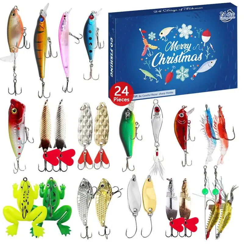 24 Days Fishing Lures Set Fish Tackle Set Fish Tackle Set Fishing Christmas Countdown Advent Calendar For Father