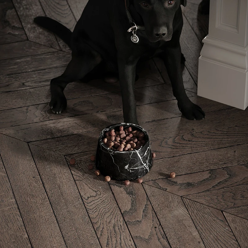 

Italian blogger recommends high-end pet bowl cat and dog food basin natural marble bowl light luxury decoration customization