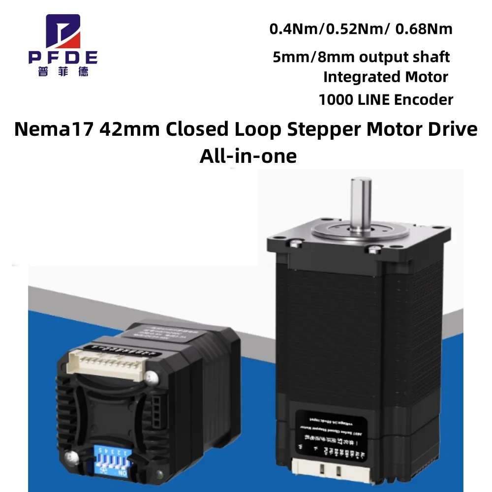 PFDE  Nema17 42mm 0.45 0.6 0.8Nm 2A Closed Loop Stepper Motor With Integrated Hybrid Servo Driver and Encoder For CNC 3D Printer