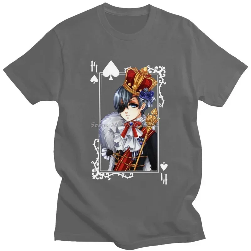 Vintage black butler Sebastian Ciel Phantomhive T shirt men short sleeve anime manga Kuroshitsuji T-shirt cotton tee top