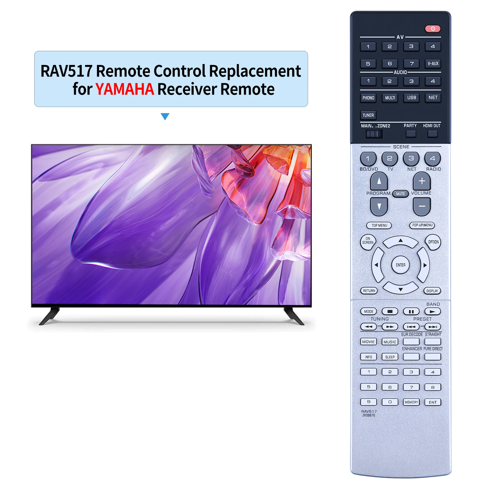 Remote control RAV517 ZK06670 for YAMAHA RX-A1040 RXA1040 RX-V1077 Audio/Video Receiver