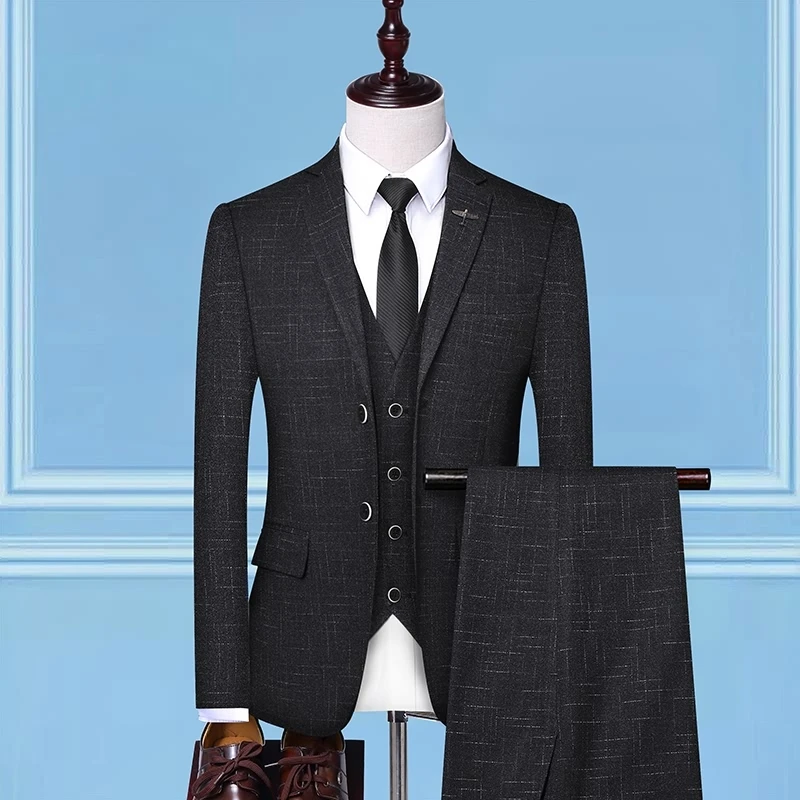 2024 High-quality New British Suit (suit + Vest + Trousers) Banquet European and American Wedding Fashion Handsome 3-piece Set