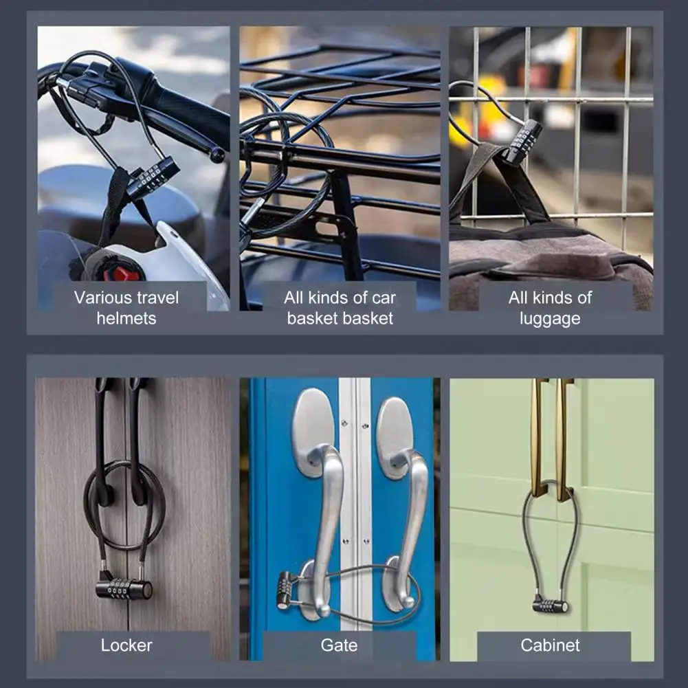 Cerradura de combinación de 4 dígitos, cuerda de alambre, cerradura codificada de seguridad, aleación de Zinc, armario multiusos, candado con contraseña antirrobo para equipaje