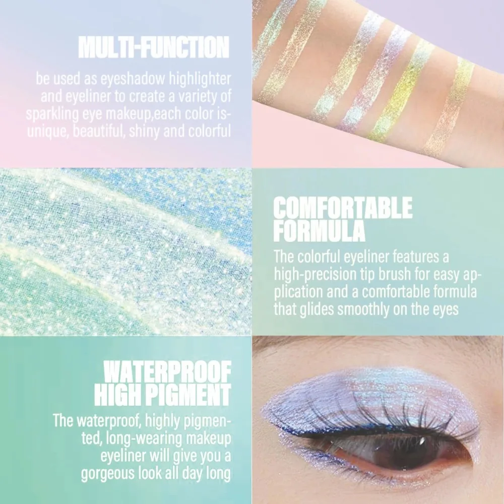 Chameleon Flüssiger Lidschatten, wasserfest, farbwechselnd, schillerndes Augen-Make-up, langlebiger metallischer Glitzer für den täglichen Gebrauch im Festival