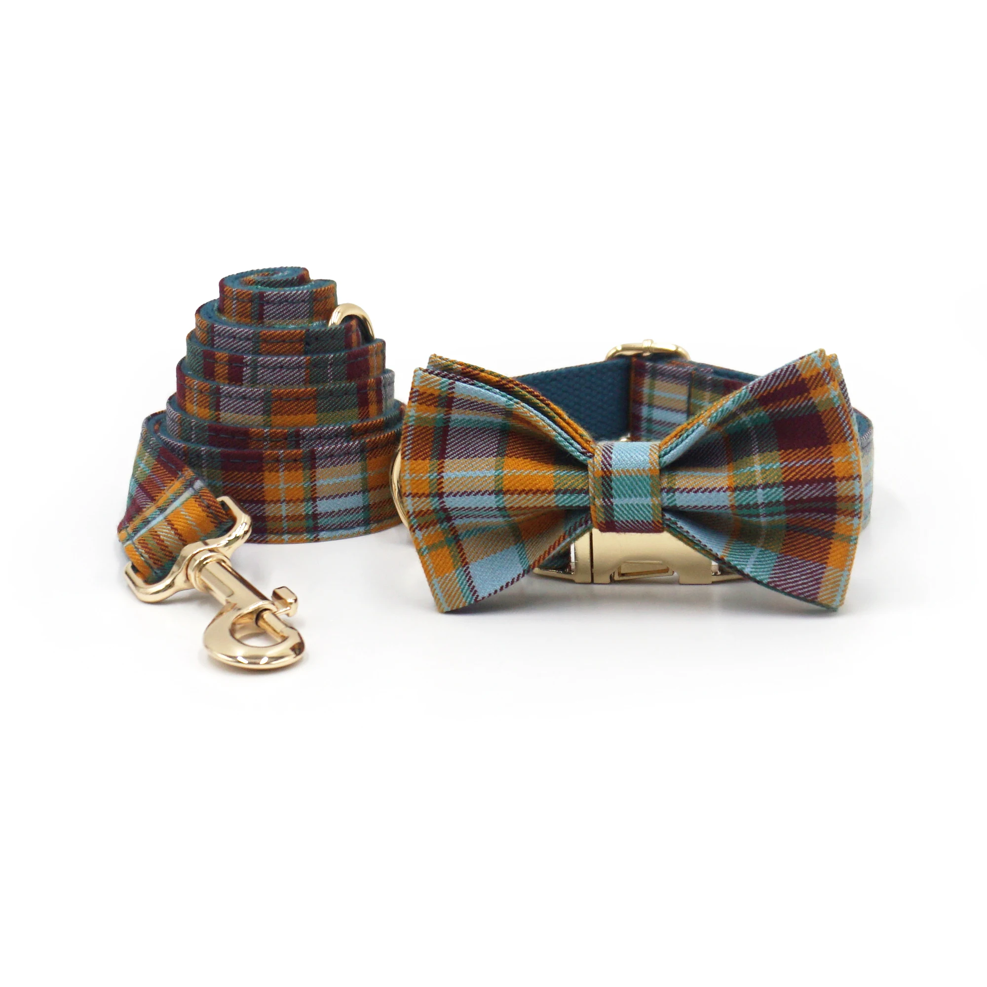 Personalized Dog Collar Name Number Puppy Adjustable Plaid Collar for Small Medium Big Dogs Collars Customized ID Tag Engraving