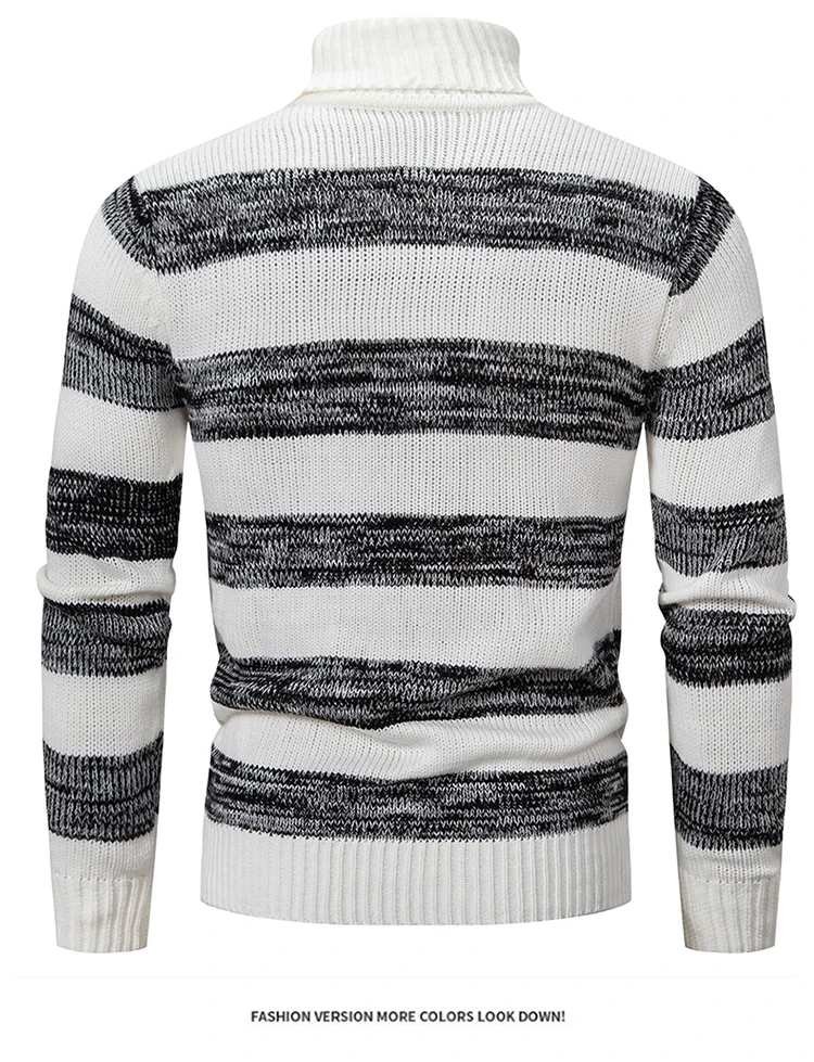 High Quality Men\'s New Autumn and Winter Casual Warm Neck Sweater Knit Pullover Warm Tops