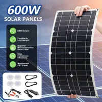 600W 18V Solar Panel Kit 12V Battery Charger Dual USB Solar Cells With 10A-100A Controller Power Bank for Phone Car RV Camping