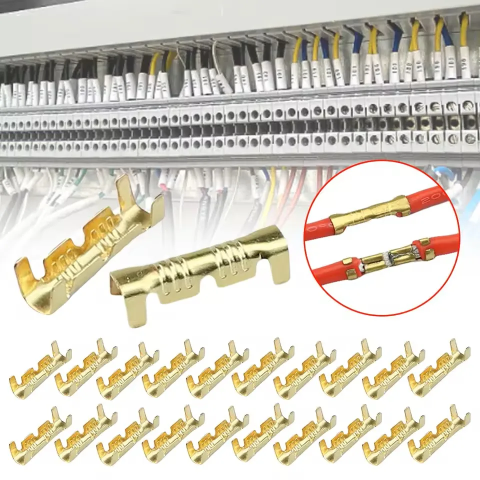 30/100pcs 453u Type 0.3-1.5mm2 Terminal Connector Dual Interface Terminal Electronic High Precision Yellow Copper