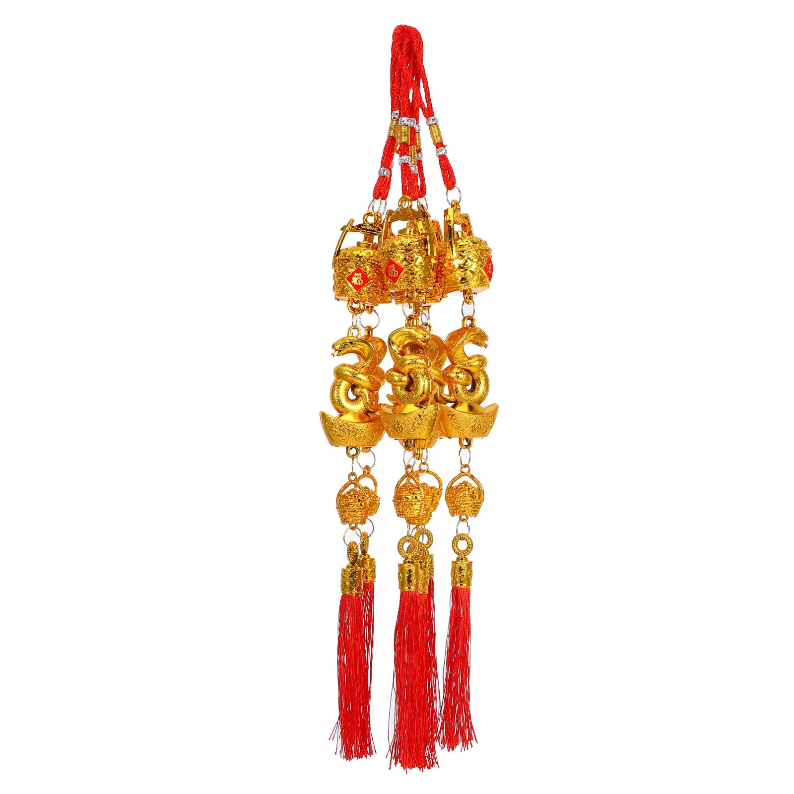 

6pcs Chinese New Year Pendant Snake Symbol Bonsai Hanging Decoration Festive Ornament Front Door Car Window Tassel Decor Party