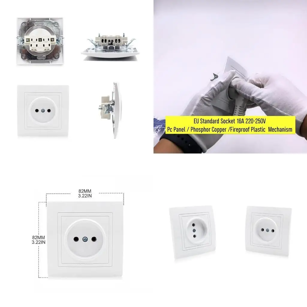 

652F EU Standard Wall Panel Socket 250V/16A Electrical Wall Outlet Flame-Retardant