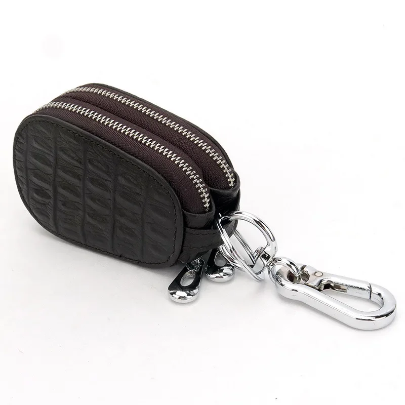 New Unisex Genuine leather Women double layers car key holder wallet organizer housekeeper Men home key case bag