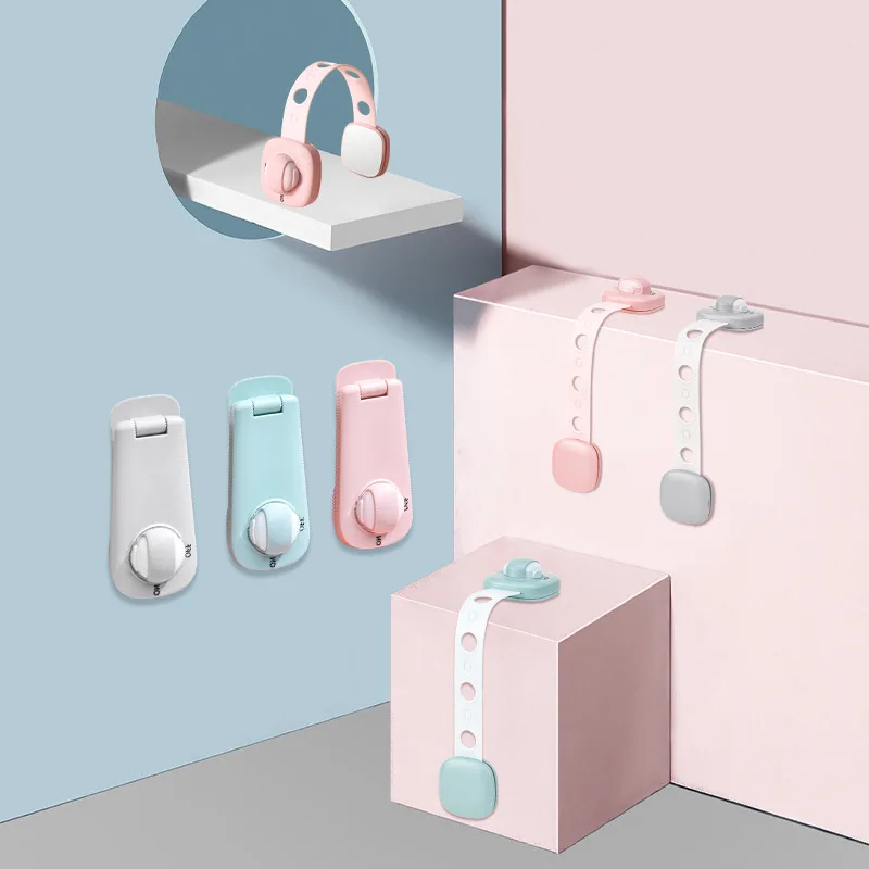 Verstellbare Kindersicherungen für Küchenschränke, Türschränke, Kühlschränke, Babysicherheitsschrankverschluss mit Klebeband, ohne Bohren – Detail 9