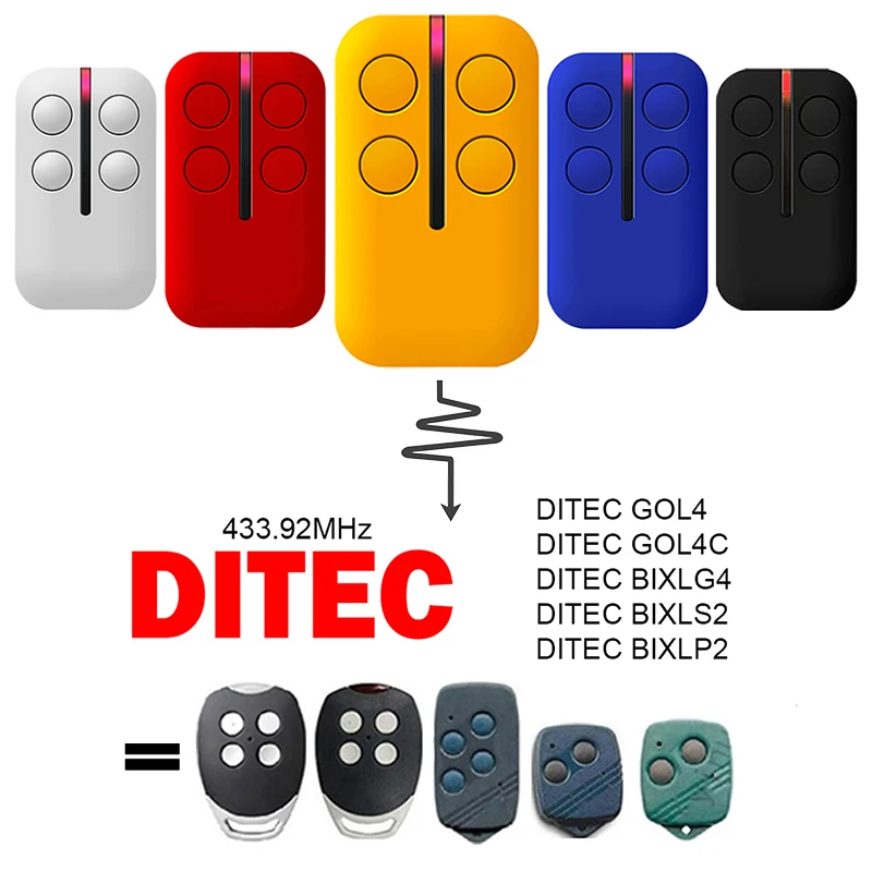 

For DITEC GOL4 GOL4C BIXLG4 BIXLS2 BIXLP2 Garage Door Remote Control 433.92MHz Fixed Rolling Code Gate Remote Control