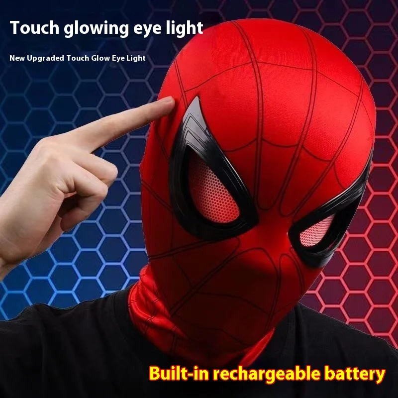 Halloween Spider Man Headset Oogbeweging Touch Lichtgevend Masker Grappig Cool Rollenspel Ring Afstandsbediening Elektrisch Knipperend Masker