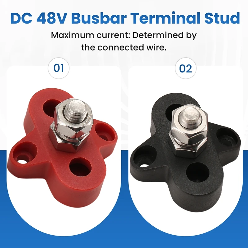 2Pcs 5/16 Zoll DC 48V Sammelschiene Power Terminal Block M8 Positive Negative Power Verteilung Stud Für RV schiff Boot