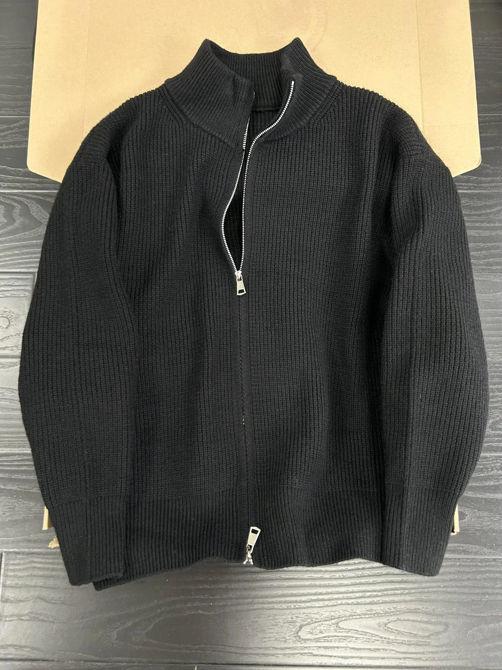 

Мужской вязаный кардиган с воротником-стойкой, свободного кроя, в стиле кэжуал, осенняя повседневная одежда