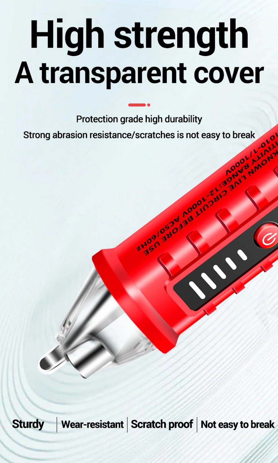 ANENG VD802 Berührungsloser Wechselspannungsdetektor Tester Messgerät Spannung 12V-1000V Stiftförmiger Elektrischer Indikator LED-Spannungsmessgerät Werkzeuge – Detail 10