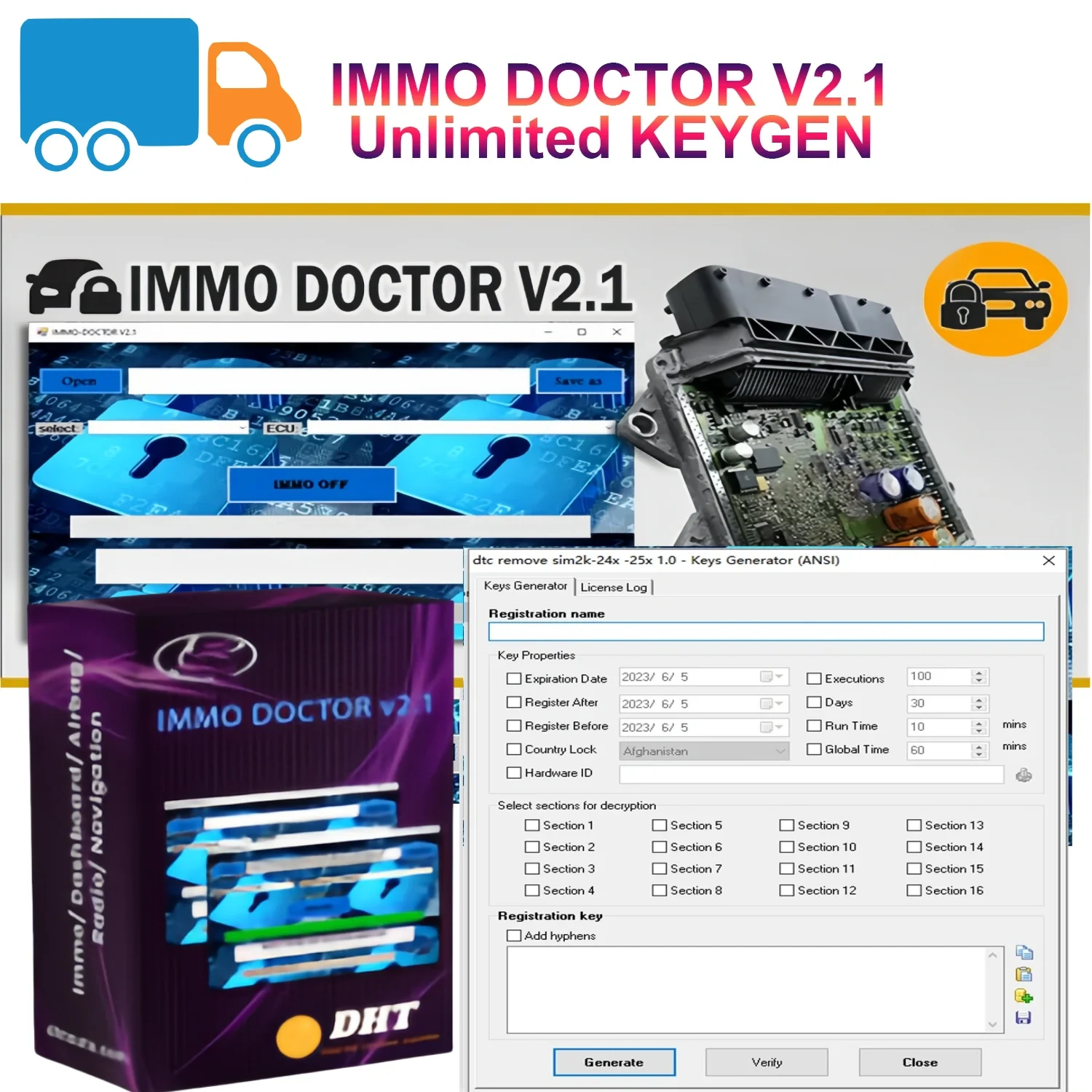 

IMMO DOCTOR V2.1 с неограниченным количеством KEYGEN MULTI BRAND Immo Off Программное обеспечение для настройки чипа ECU для sim2k MT38 ME 17.9.2 MED17.9.8