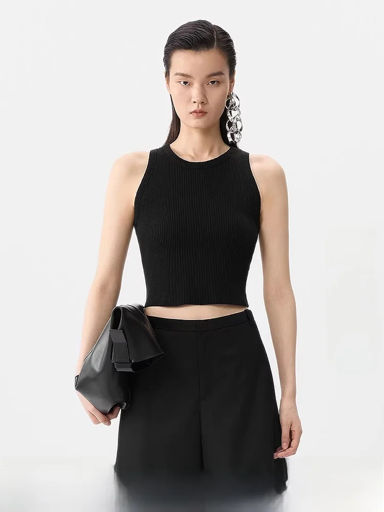 JNBY Sommer Slim Fit Tank Top rund Ne Svel Baumwollmischung Casual Sle ort Länge Innenbekleidung für Frauen