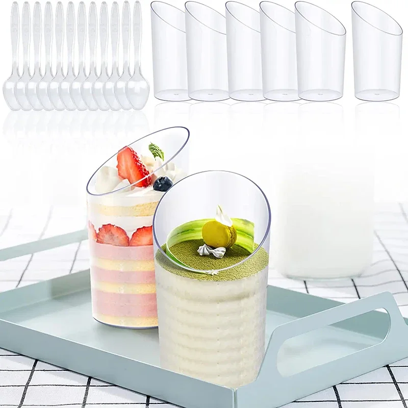 12/24 70ml Plastic Pudding Cups Ice-Cream Mousse Dessert Picnic Party Packing Dessert Cups Christmas Supplies