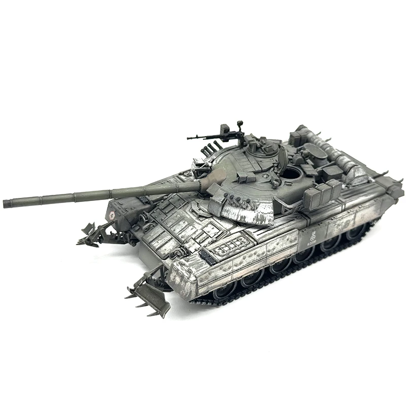 AS 1: 72 Russian T80U main battle tank model (snow painted) with a sweeping plow Finished product model