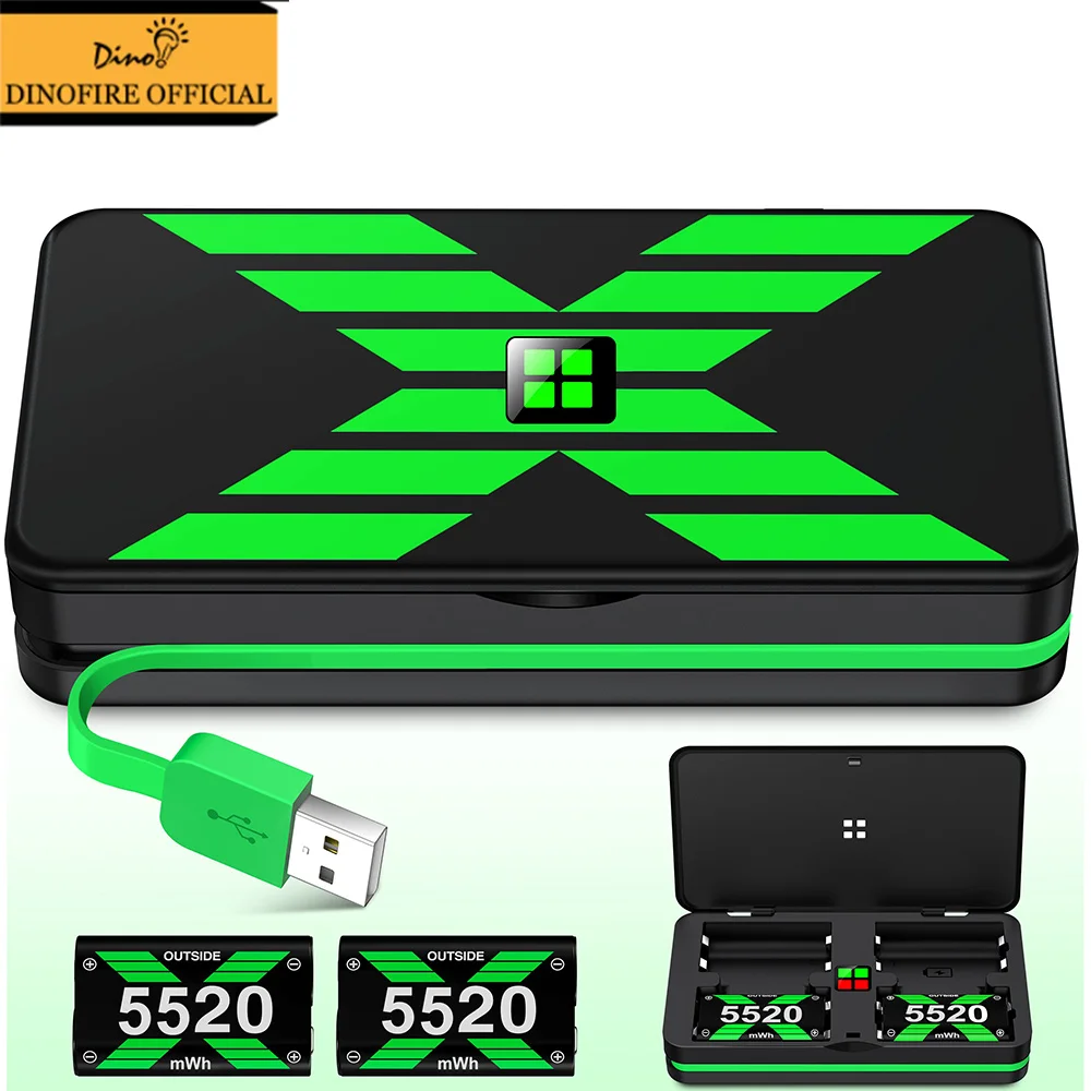 

Аккумуляторная батарея DinoFire 5520 мВт·ч для контроллеров XBOX One S/X/Elite, зарядная станция с аккумуляторным блоком для XBOX Series S/X