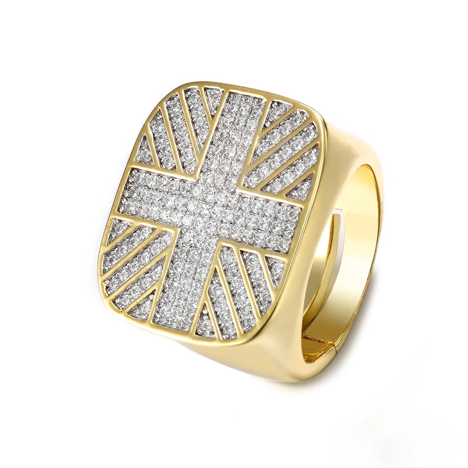 

VANAXIN Hip Hop Bling Big Cross Rings for Men Style Iced Out Cubic Zirconia Sparkling 14k Gold Plated Holiday Gift