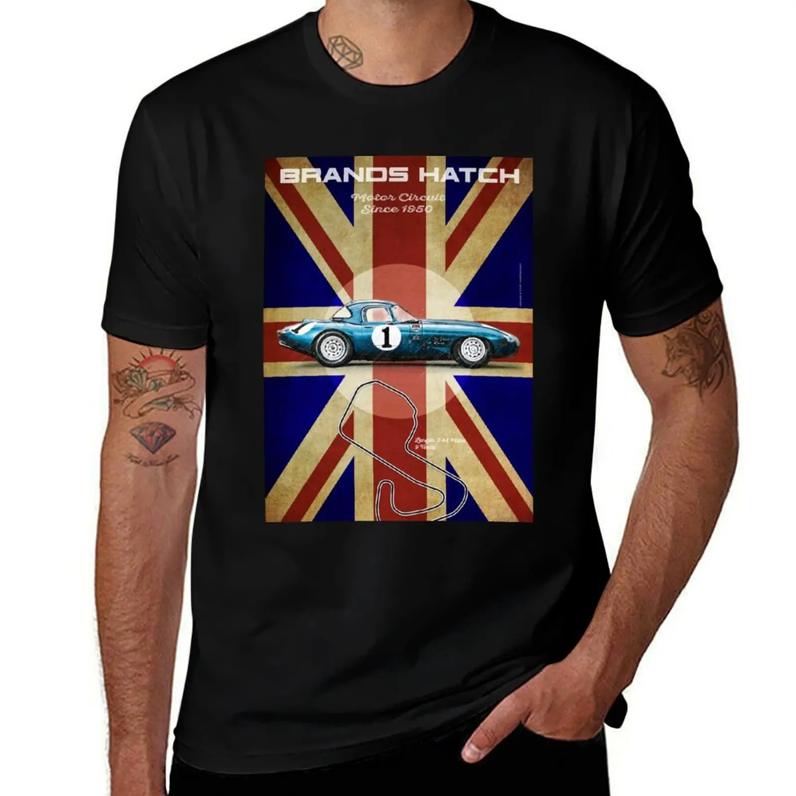 Brands Hatch E-Type Vintage T-Shirt Anti-Perspiration Workout Top T-Shirt