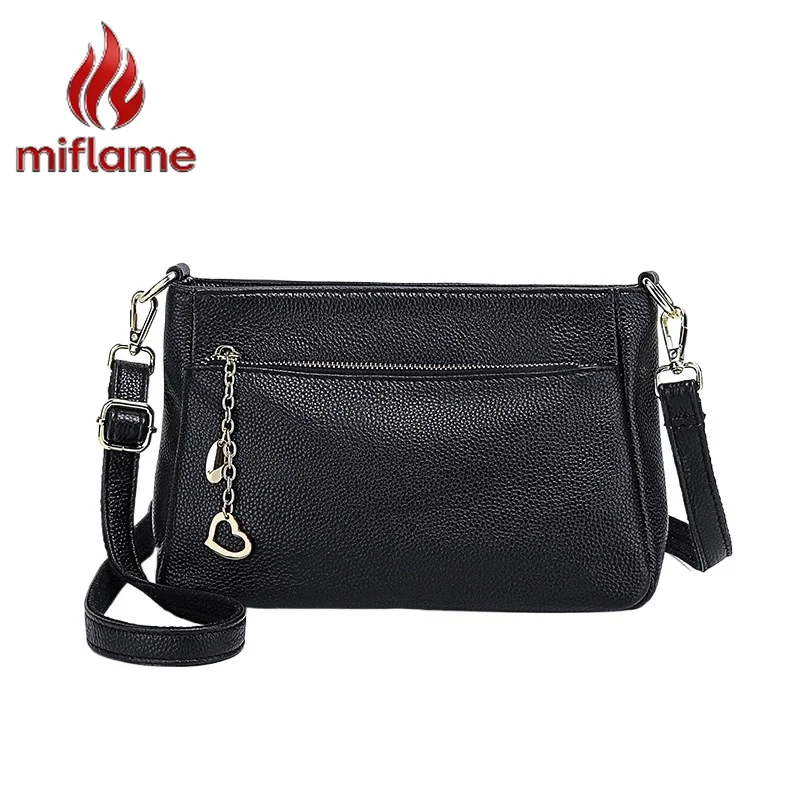 

Women's Top Grain Leather Crossbody Shoulder Bag Multiple Zippered Compartments Stylish Versatile Trendy