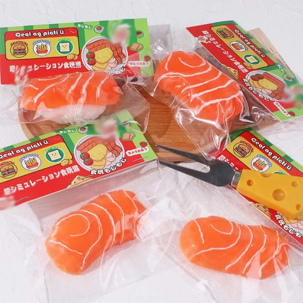 Salmon Simulated Fruit Squeeze Toys Rice Ball Sensory Toy Pinch Decompression Toy Fidget Toy TPR Cartoon Fidget Toy