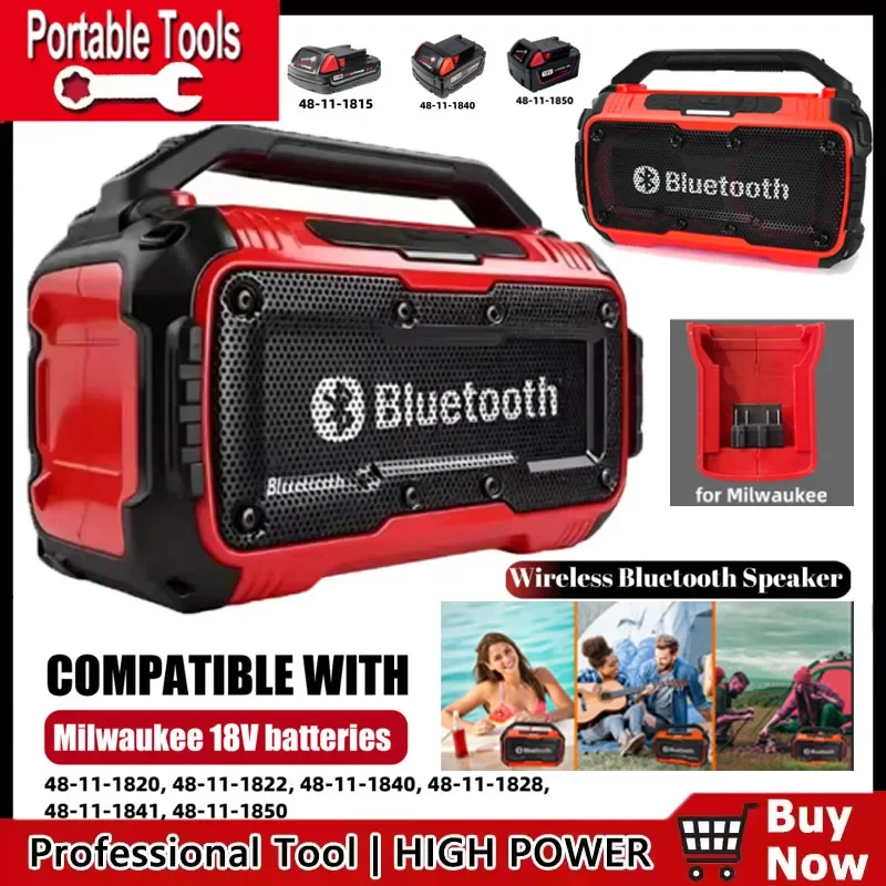 

Bluetooth Speaker for Milwaukee 18V Battery Speaker Bluetooth with Phone Holder Included Jobsite Home Party Outdoor Speaker