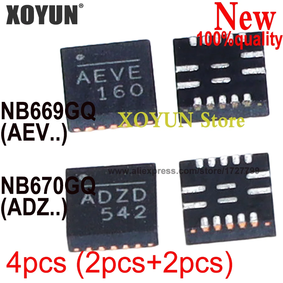 4pcs 100% New ( 2pcs NB670GQ-Z NB670GQ NB670 ADZD ) + ( 2pcs NB669GQ-Z NB669GQ NB669 AEVD) QFN-16