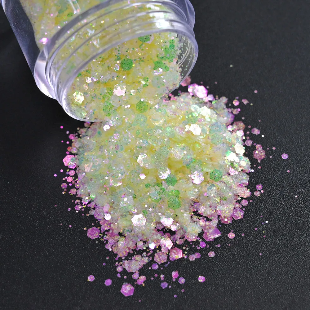 

10 Colors 50g/Bag Nail Sparkly Glitter Gradient Sequins Loose UV Gel Mixed Glitter Holographic Powder Holo DIY Glitter Cosmetic