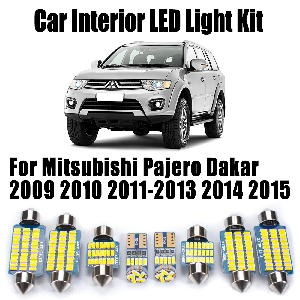 13 peças para mitsubishi pajero dakar 2009 2010 2011 2012 2013 2014 2015 mapa de leitura de carro kit de lâmpadas canbus led luz interior