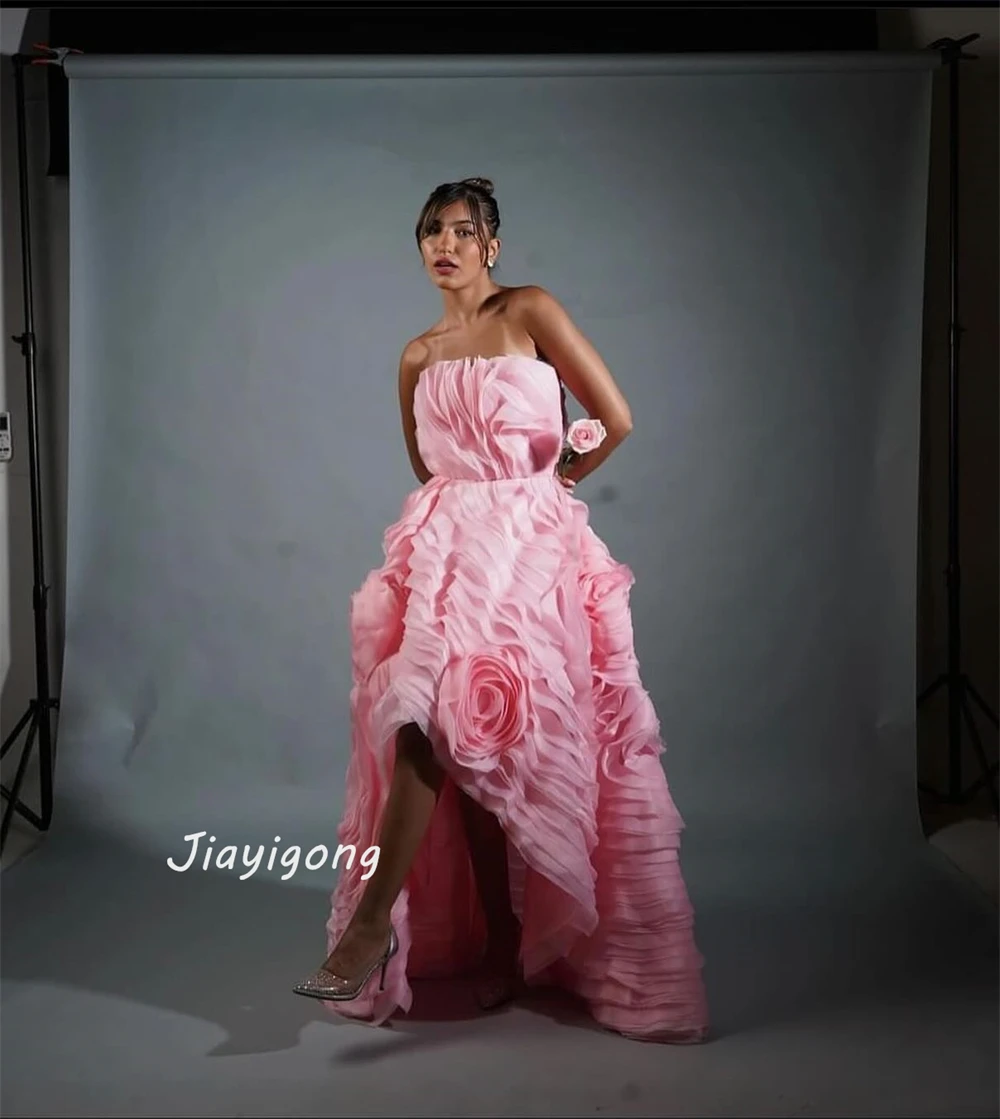 CustomizedJiayigong  Prom  Exquisite Strapless  Gown Flowers Pleat S Bespoke Occasion Dresses