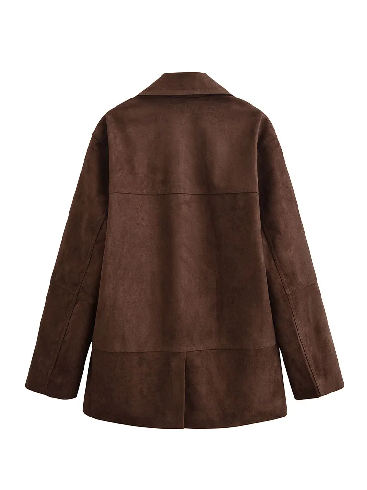 HH Frau Mode Mäntel Solide Drehen-unten Kragen Lange Ärmel Taschen Einreiher Weibliche Herbst Streetweer Stil Jacken