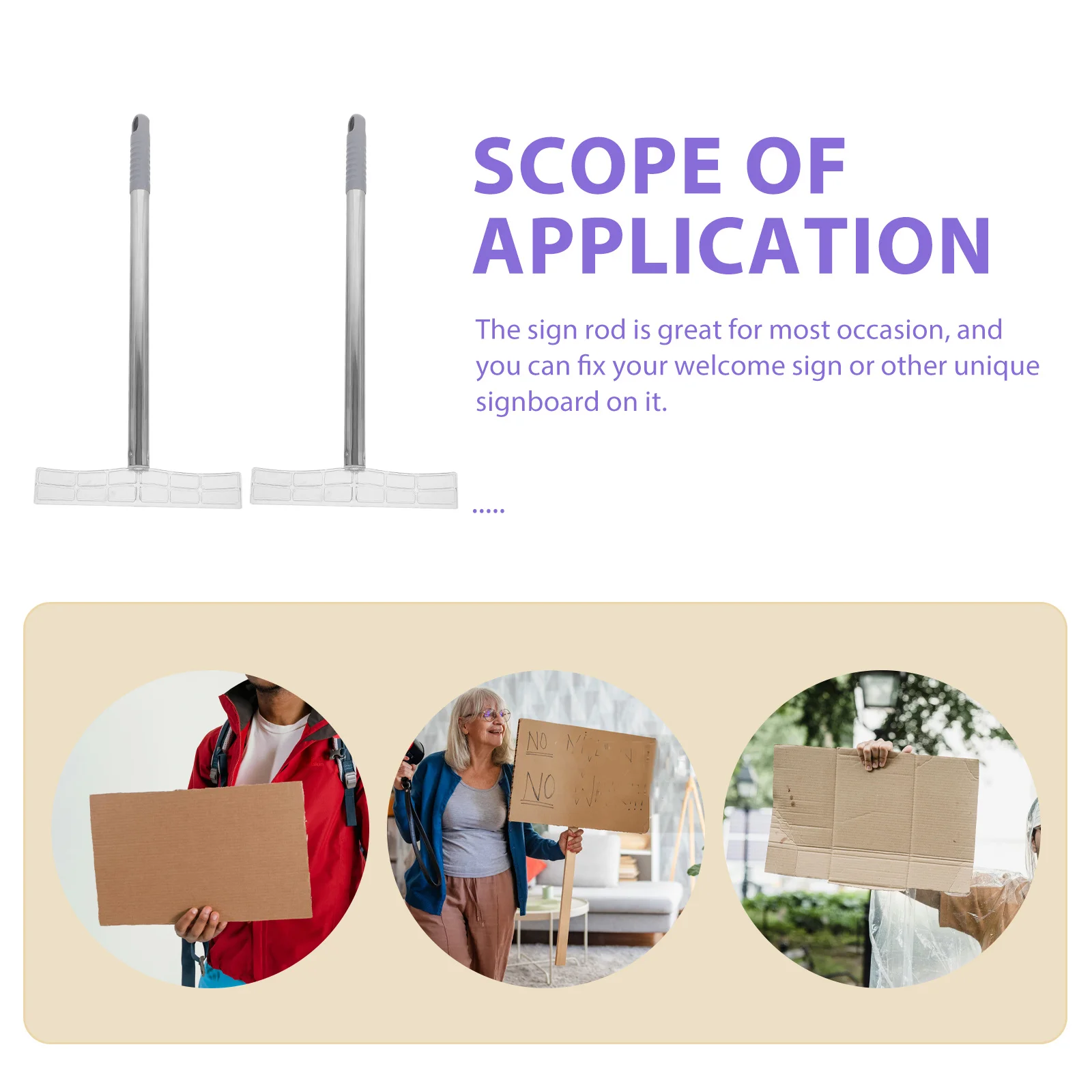 2Pcs Outdoor Sign Holder Sturdy Adjustable Handheld Pole for Demonstrations Public Speaking Tour Guides Reliable Performance in