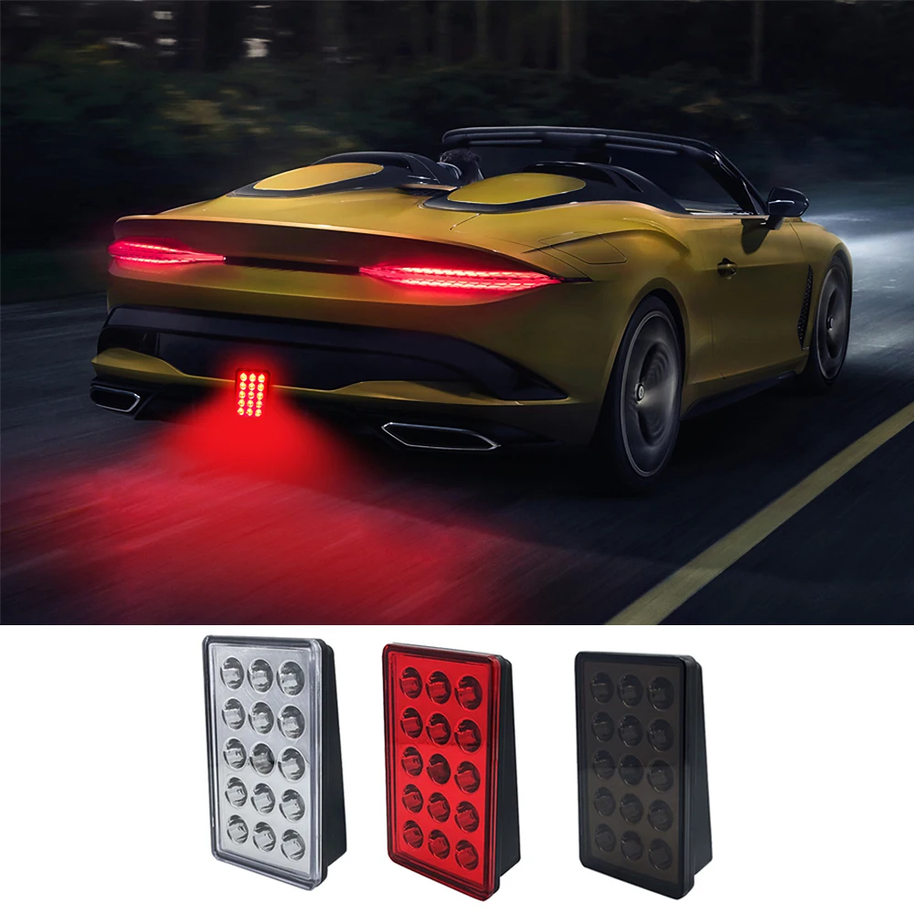 

12V 15led Led Brake Pilot Lights F1 Style Rear Tail Lights Auto Flash Warning Reverse Stop Safety Signal Lamps For Car SUV Moto