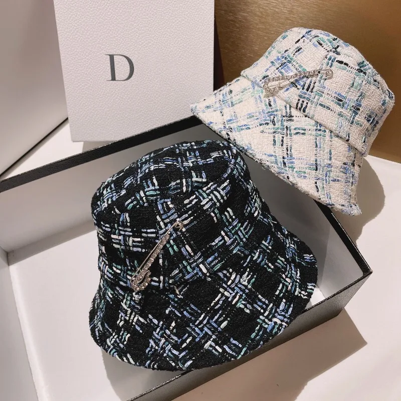 

Женская тканая клетчатая панама, стильная булавка, украшенная плоским верхом, рыбацкая кепка, теплая зимняя элегантная кепка, бесплатная доставка ​ ​