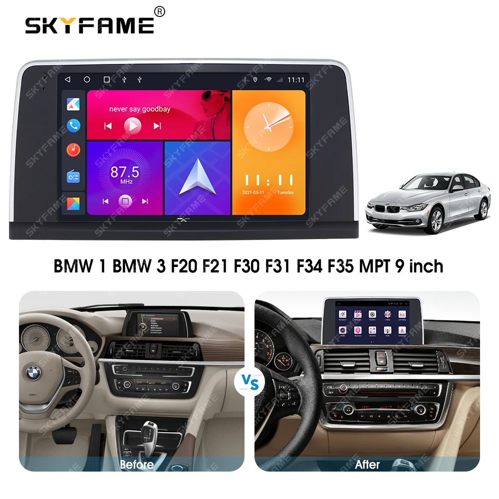 SKYFAME Car Frame Fascia Adapter Canbus Box Android Radio Dash Fitting Panel Kit For BMW 3 Series F30 F31 F34 F35 MPT