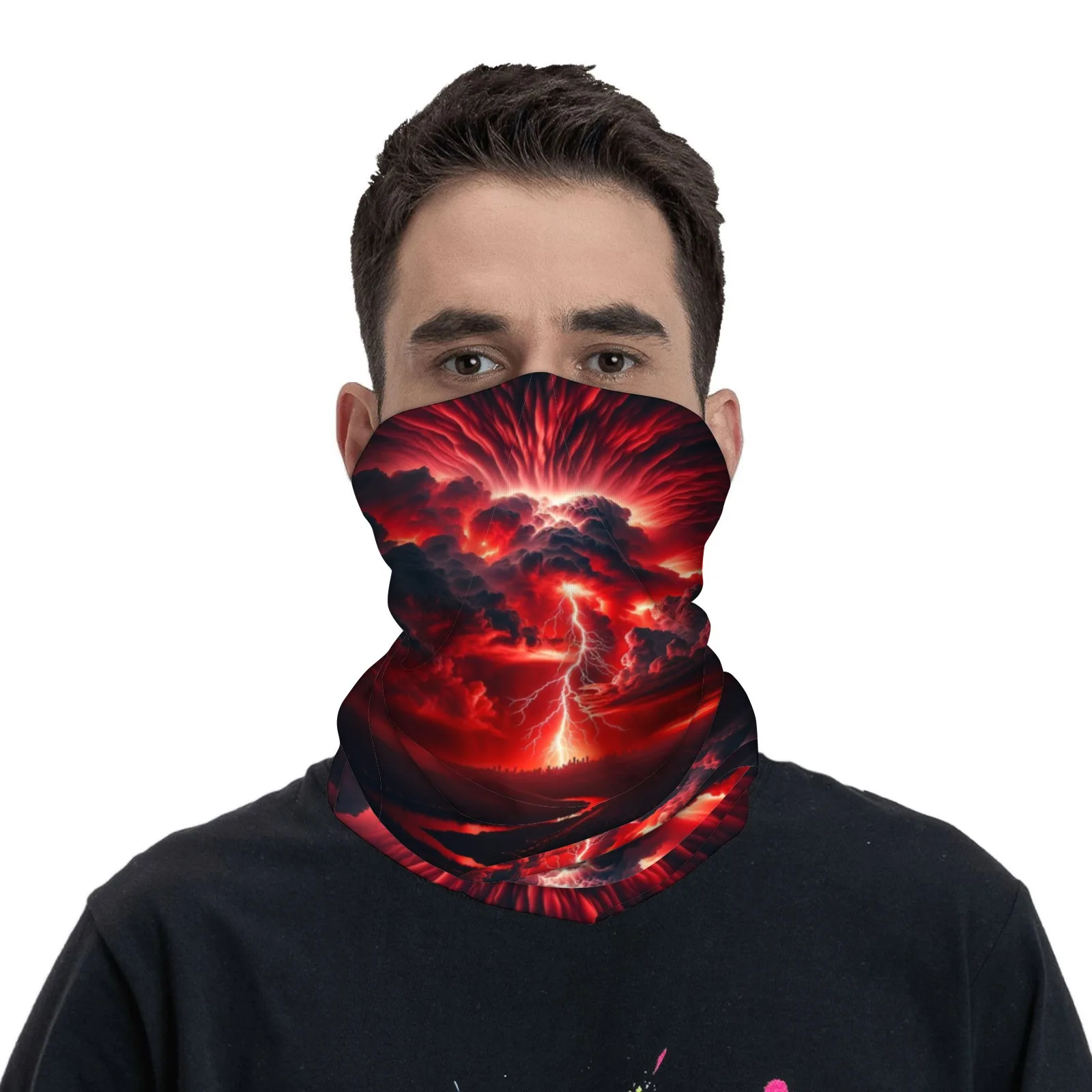 

Настраиваемые гетры с динамическим рисунком красной молнии и неба — дышащие, мягкие и защищающие от ультрафиолета, идеально подходят для улицы и торжественных случаев