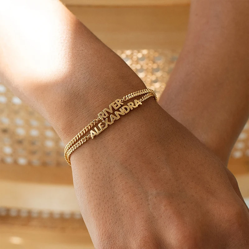 

Valentine's Day Custom Women's Name Bracelet Personalized 304L Stainless Steel Name Bracelet Custom Couple Bracelets For He(She)