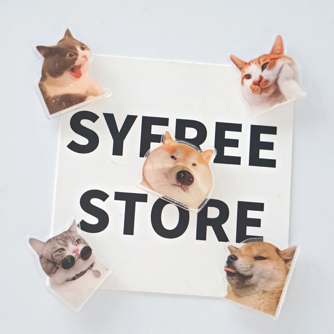 5 Pieces Cat and Dog Fridge Magnet Cute Pet Magnetic Stickers Suit for Refrigerator Home and Kitchen Decorations Creative Gift