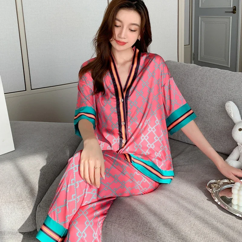 Sleepwear Women's Clothing Spring Fall Short Sleeve New Thin Home Colorful Loose Comfortable Breathable Casual Soft Simple