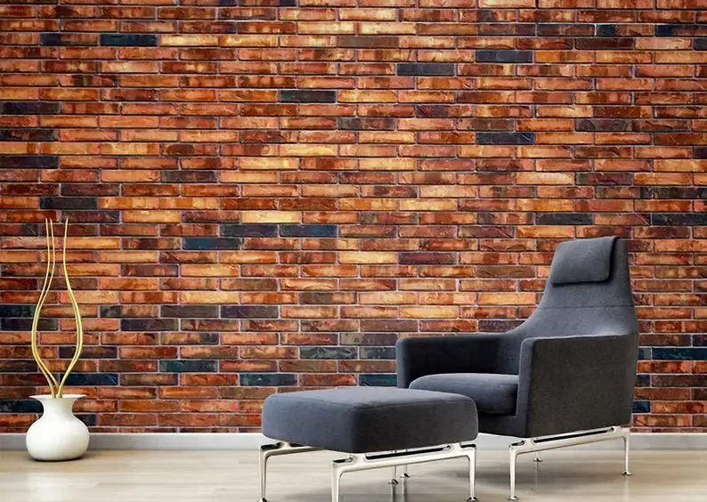 Red Brick Wallpaper Vintage Gray 3d Texture Self Adhesive Peel And Stick Non Woven Wall Mural