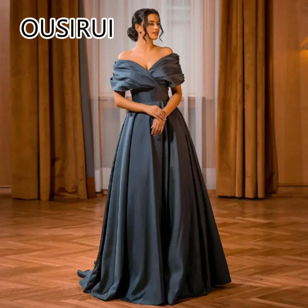 Modest Strapless Satin Pleated A-line Formal Evening Party Dress Backless and Lace up for Evening Gown with Trian vestidos de